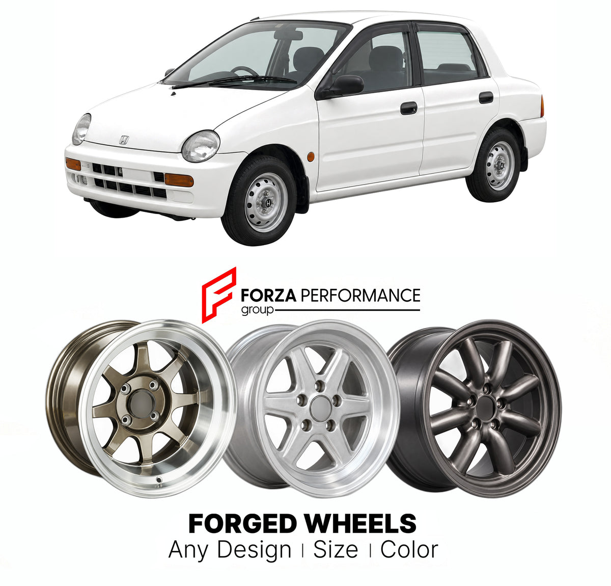 CUSTOM CLASSIC VINTAGE RESTOMOD RETRO OLD SCHOOL FORGED WHEELS RIMS for HONDA TODAY JA4 JA5 1993 - 1998

Custom forged wheels for Honda Today JA4 JA5 1993 - 1998. Classic, vintage, restomod and retro JDM wheel designs made to order in custom sizes, offsets, colors and finishes with guaranteed fitment.

We manufacture premium quality forged wheels rims for Honda Today JA4 JA5 1993 - 1998 in any design, size, color.

JDM WHEEL DESIGNS: our Japanese collection for hatchbacks, kei cars and MPVs includes designs
