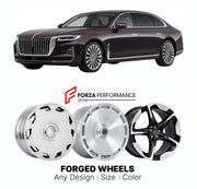 Custom forged wheels for Hongqi H9 2020+. Made-to-order monoblock, 2-piece and 3-piece wheels in custom sizes, offsets, colors and finishes with guaranteed vehicle fitment.

We manufacture premium quality forged wheels rims for Hongqi H9 2020+ in any design, size, color.

THIS WHEEL DESIGN CAN BE CUSTOM-MADE FOR YOUR CAR IN ANY SIZE AND COLOR OPTIONS
Available in monoblock, 2-piece, 3-piece, duoblock, beadlock
3D wheel renderings are provided according to the exact dimensions and specifications requested by