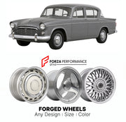 CUSTOM CLASSIC VINTAGE RESTOMOD RETRO OLD SCHOOL FORGED WHEELS RIMS for HUMBER HAWK POST SERIES I-IV 1945 - 1967

Custom forged wheels for Humber Hawk Post Series I-IV 1945 - 1967. Classic, vintage, restomod wheel designs made to order in custom sizes, offsets, colors and finishes.

We manufacture premium quality forged wheels rims for Humber Hawk Post Series I-IV 1945 - 1967 in any design, size, color.

THIS WHEEL DESIGN CAN BE CUSTOM-MADE FOR YOUR CAR IN ANY SIZE AND COLOR OPTIONS
Available in monoblock, 
