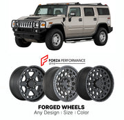 FORGED WHEELS RIMS for HUMMER H2 ADVENTURE 2003 - 2009

Custom forged wheels for Hummer H2 Adventure 2003 - 2009. Made-to-order monoblock, 2-piece and 3-piece rims in custom sizes, offsets, colors and finishes with guaranteed fitment.

We manufacture premium quality forged wheels rims for Hummer H2 Adventure 2003 - 2009 in any design, size, color.

THIS WHEEL DESIGN CAN BE CUSTOM-MADE FOR YOUR CAR IN ANY SIZE AND COLOR OPTIONS
Available in monoblock, 2-piece, 3-piece, duoblock, beadlock
3D wheel renderings 