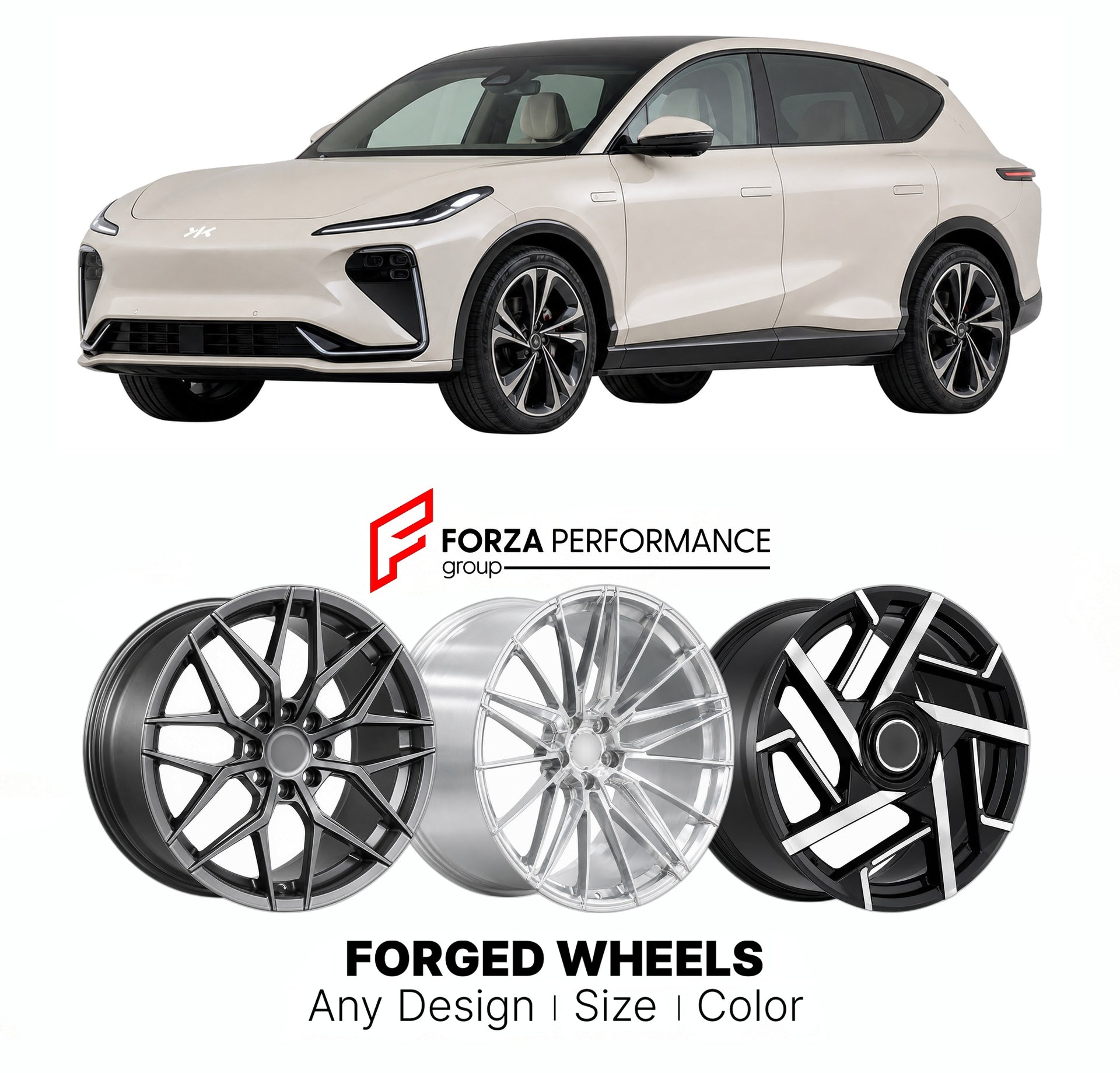 Custom forged wheels for IM Motors SAIC LS7 2023+. Made-to-order monoblock, 2-piece and 3-piece wheels in custom sizes, offsets, colors and finishes with guaranteed vehicle fitment.

We manufacture premium quality forged wheels rims for IM Motors SAIC LS7 2023+ in any design, size, color.

THIS WHEEL DESIGN CAN BE CUSTOM-MADE FOR YOUR CAR IN ANY SIZE AND COLOR OPTIONS
Available in monoblock, 2-piece, 3-piece, duoblock, beadlock
3D wheel renderings are provided according to the exact dimensions and specifica