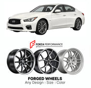 FORGED WHEELS RIMS for INFINITI Q50 V37 2013 - 2017

Custom forged wheels for Infiniti Q50 V37 2013 - 2017. Made-to-order monoblock, 2-piece and 3-piece rims in custom sizes, offsets, colors and finishes with guaranteed fitment.

We manufacture premium quality forged wheels rims for Infiniti Q50 V37 2013 - 2017 in any design, size, color.

JDM WHEEL DESIGNS: our Japanese collection for sports cars and coupes includes designs inspired by Rays Volk Racing, XXR, SSR, Enkei, Cosmis Racing, Rota, Liberty Walk, T