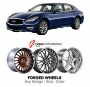FORGED WHEELS RIMS for INFINITI Q70 Y51 2014 - 2019

Custom forged wheels for Infiniti Q70 Y51 2014 - 2019. Made-to-order monoblock, 2-piece and 3-piece rims in custom sizes, offsets, colors and finishes with guaranteed fitment.

We manufacture premium quality forged wheels rims for Infiniti Q70 Y51 2014 - 2019 in any design, size, color.

JDM WHEEL DESIGNS: our Japanese collection for sedans and wagons includes designs inspired by Weds Kranze, Wald, Leon Hardiritt, Vossen, Kuhl Racing, Aimgain, Work Wheels
