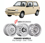 CUSTOM CLASSIC VINTAGE RESTOMOD RETRO OLD SCHOOL FORGED WHEELS RIMS for INNOCENTI SMALL 500 990 1991 - 1993

Custom forged wheels for Innocenti Small 500 990 1991 - 1993. Classic, vintage, restomod wheel designs made to order in custom sizes, offsets, colors and finishes.

We manufacture premium quality forged wheels rims for Innocenti Small 500 990 1991 - 1993 in any design, size, color.

THIS WHEEL DESIGN CAN BE CUSTOM-MADE FOR YOUR CAR IN ANY SIZE AND COLOR OPTIONS
Available in monoblock, 2-piece, 3-piec