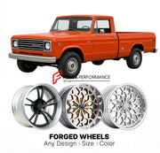 CUSTOM CLASSIC VINTAGE RESTOMOD RETRO OLD SCHOOL FORGED WHEELS RIMS for INTERNATIONAL HARVESTER 100 1974
Custom forged wheels for classic American muscle cars. Ideal for restomod builds, vintage restorations, and show cars. Deep dish and retro styling available.

We manufacture premium quality forged wheels rims for International Harvester 100 1974 in any design, size, color.

THIS WHEEL DESIGN CAN BE CUSTOM-MADE FOR YOUR CAR IN ANY SIZE AND COLOR OPTIONS
Available in monoblock, 2-piece, 3-piece, duoblock, 
