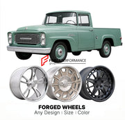 CUSTOM CLASSIC VINTAGE RESTOMOD RETRO OLD SCHOOL FORGED WHEELS RIMS for INTERNATIONAL HARVESTER B-100 1959 - 1960
Custom forged wheels for classic American muscle cars. Ideal for restomod builds, vintage restorations, and show cars. Deep dish and retro styling available.

We manufacture premium quality forged wheels rims for International Harvester B-100 1959 - 1960 in any design, size, color.

THIS WHEEL DESIGN CAN BE CUSTOM-MADE FOR YOUR CAR IN ANY SIZE AND COLOR OPTIONS
Available in monoblock, 2-piece, 3