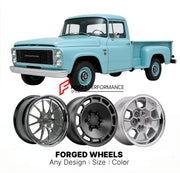 CUSTOM CLASSIC VINTAGE RESTOMOD RETRO OLD SCHOOL FORGED WHEELS RIMS for INTERNATIONAL HARVESTER B-110 1959 - 1960
Custom forged wheels for classic American muscle cars. Ideal for restomod builds, vintage restorations, and show cars. Deep dish and retro styling available.

We manufacture premium quality forged wheels rims for International Harvester B-110 1959 - 1960 in any design, size, color.

THIS WHEEL DESIGN CAN BE CUSTOM-MADE FOR YOUR CAR IN ANY SIZE AND COLOR OPTIONS
Available in monoblock, 2-piece, 3