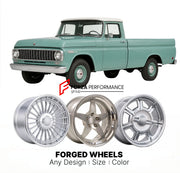 CUSTOM CLASSIC VINTAGE RESTOMOD RETRO OLD SCHOOL FORGED WHEELS RIMS for INTERNATIONAL HARVESTER C-100 1961 - 1964
Custom forged wheels for classic American muscle cars. Ideal for restomod builds, vintage restorations, and show cars. Deep dish and retro styling available.

We manufacture premium quality forged wheels rims for International Harvester C-100 1961 - 1964 in any design, size, color.

THIS WHEEL DESIGN CAN BE CUSTOM-MADE FOR YOUR CAR IN ANY SIZE AND COLOR OPTIONS
Available in monoblock, 2-piece, 3