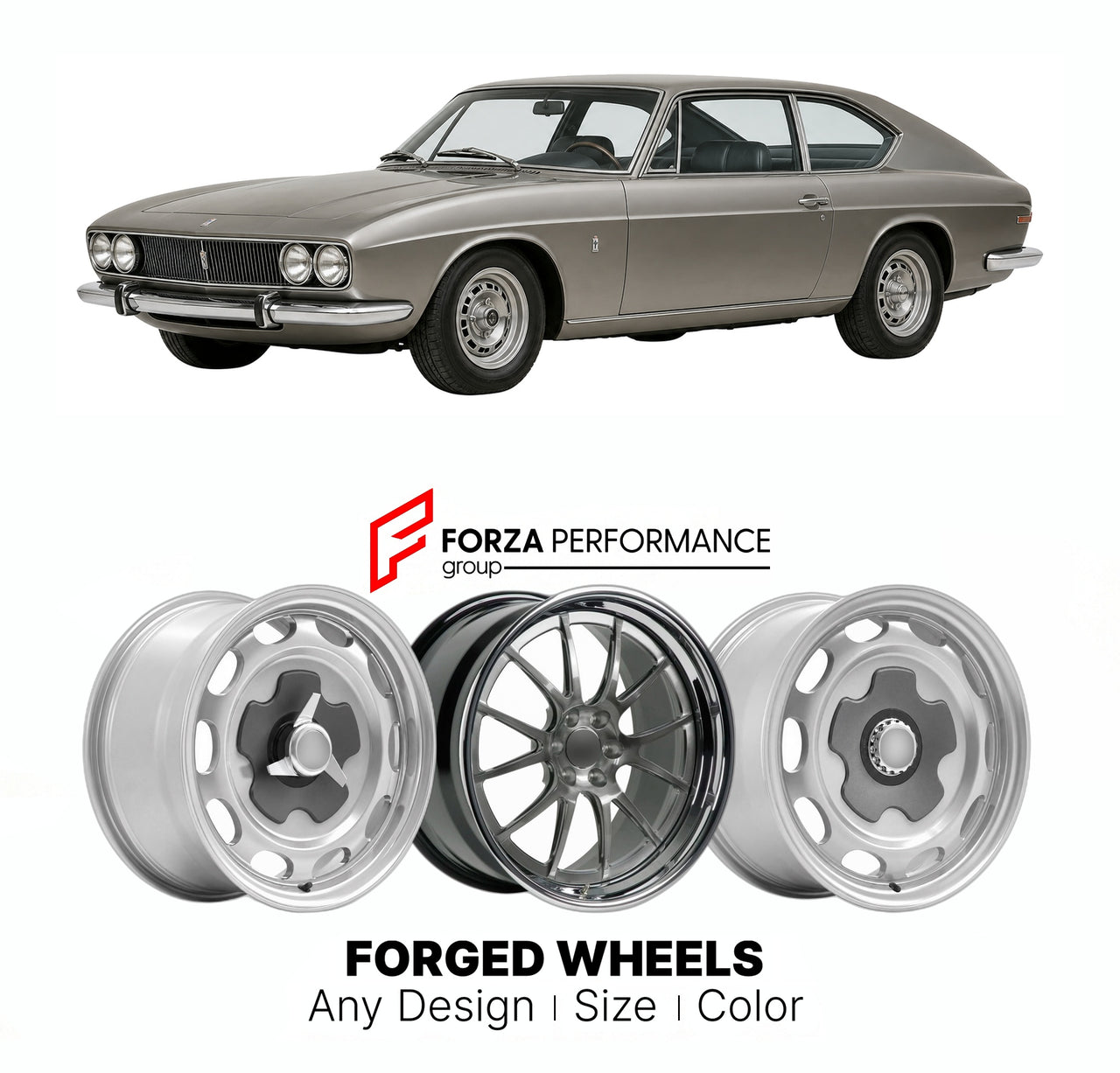 CUSTOM CLASSIC VINTAGE RESTOMOD RETRO OLD SCHOOL FORGED WHEELS RIMS for ISO FIDIA 1967 - 1975

Custom forged wheels for Iso Fidia 1967 - 1975. Classic, vintage, restomod wheel designs made to order in custom sizes, offsets, colors and finishes.

We manufacture premium quality forged wheels rims for Iso Fidia 1967 - 1975 in any design, size, color.

THIS WHEEL DESIGN CAN BE CUSTOM-MADE FOR YOUR CAR IN ANY SIZE AND COLOR OPTIONS
Available in monoblock, 2-piece, 3-piece, duoblock, beadlock
3D wheel renderings 