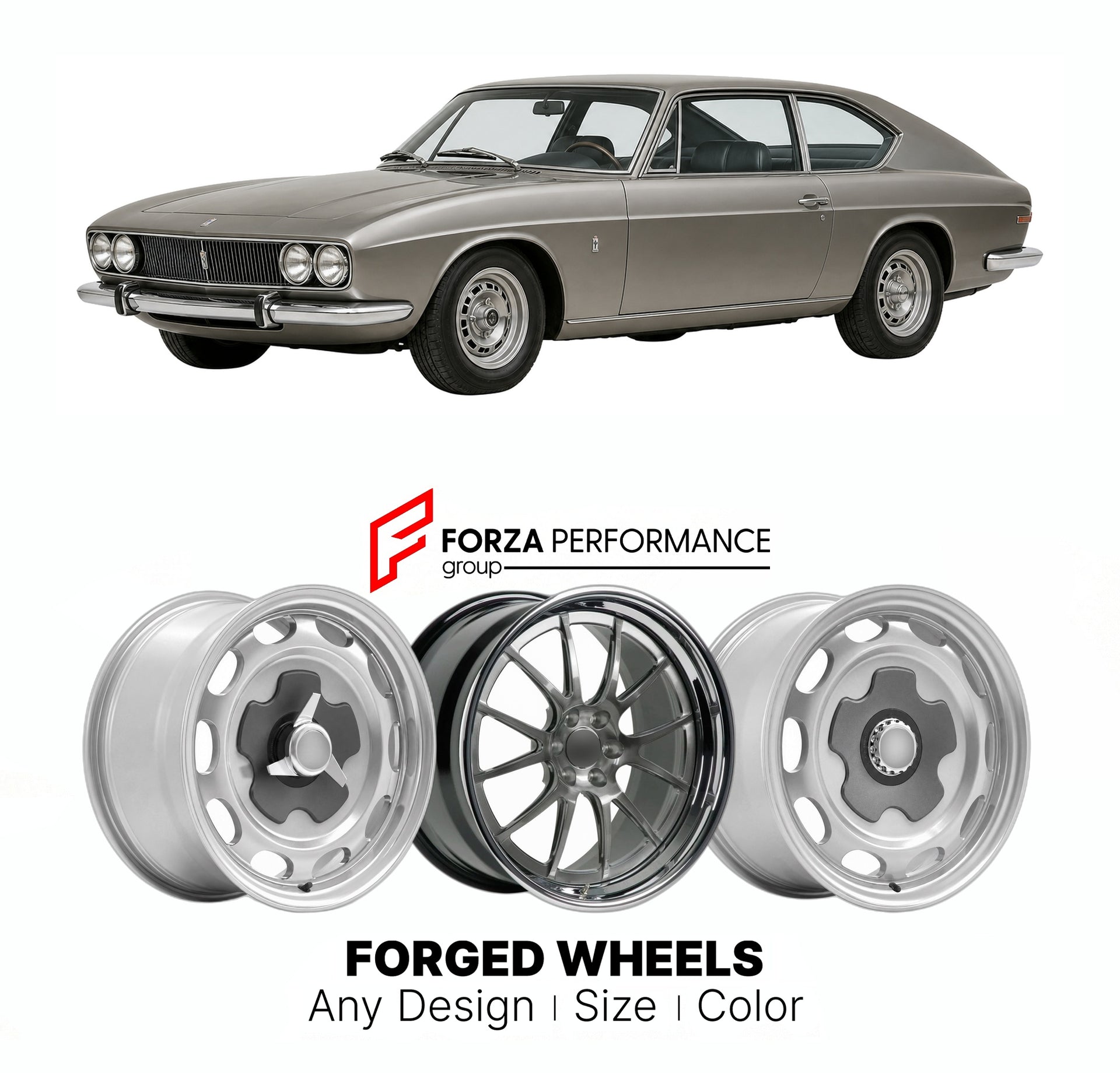 CUSTOM CLASSIC VINTAGE RESTOMOD RETRO OLD SCHOOL FORGED WHEELS RIMS for ISO FIDIA 1967 - 1975

Custom forged wheels for Iso Fidia 1967 - 1975. Classic, vintage, restomod wheel designs made to order in custom sizes, offsets, colors and finishes.

We manufacture premium quality forged wheels rims for Iso Fidia 1967 - 1975 in any design, size, color.

THIS WHEEL DESIGN CAN BE CUSTOM-MADE FOR YOUR CAR IN ANY SIZE AND COLOR OPTIONS
Available in monoblock, 2-piece, 3-piece, duoblock, beadlock
3D wheel renderings 