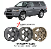 FORGED WHEELS RIMS for ISUZU AXIOM UP 2001 - 2004

Custom forged wheels for Isuzu Axiom UP 2001 - 2004. Made-to-order monoblock, 2-piece and 3-piece rims in custom sizes, offsets, colors and finishes with guaranteed fitment.

We manufacture premium quality forged wheels rims for Isuzu Axiom UP 2001 - 2004 in any design, size, color.

JDM WHEEL DESIGNS: our Japanese collection for SUVs and pickups includes designs inspired by Bradley V, Method Race Wheels, Forgiato, Kuhl Racing, Mugen, TRD, Rota, Work Wheels