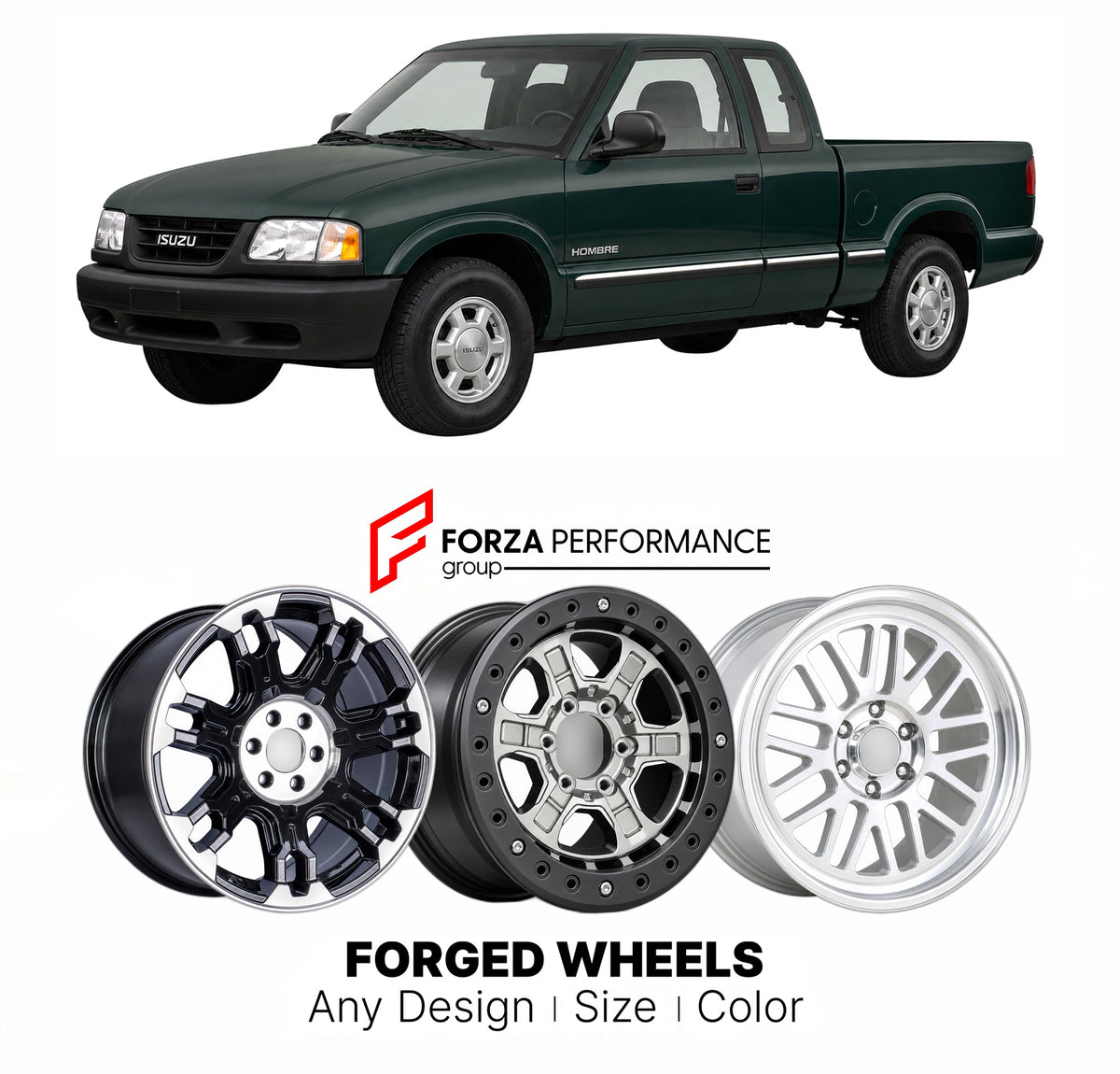CUSTOM CLASSIC VINTAGE RESTOMOD RETRO OLD SCHOOL FORGED WHEELS RIMS for ISUZU HOMBRE 1996 - 2000

Custom forged wheels for Isuzu Hombre 1996 - 2000. Classic, vintage, restomod and retro JDM wheel designs made to order in custom sizes, offsets, colors and finishes with guaranteed fitment.

We manufacture premium quality forged wheels rims for Isuzu Hombre 1996 - 2000 in any design, size, color.

JDM WHEEL DESIGNS: our Japanese collection for SUVs and pickups includes designs inspired by Bradley V, Method Rac