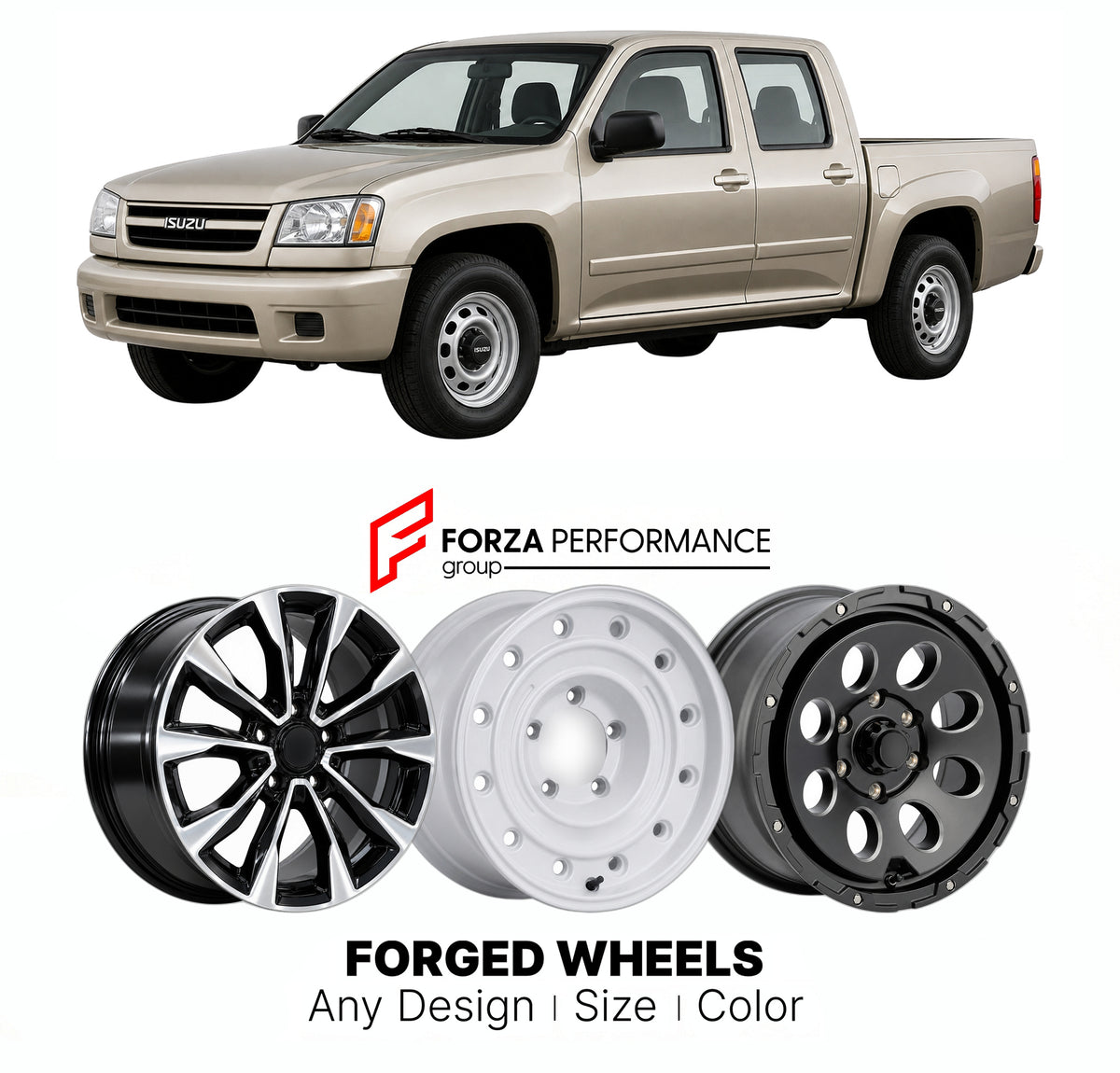 FORGED WHEELS RIMS for ISUZU I-SERIES GMT355 2006 - 2008

Custom forged wheels for Isuzu I-Series GMT355 2006 - 2008. Made-to-order monoblock, 2-piece and 3-piece rims in custom sizes, offsets, colors and finishes with guaranteed fitment.

We manufacture premium quality forged wheels rims for Isuzu I-Series GMT355 2006 - 2008 in any design, size, color.

JDM WHEEL DESIGNS: our Japanese collection for SUVs and pickups includes designs inspired by Bradley V, Method Race Wheels, Forgiato, Kuhl Racing, Mugen, T