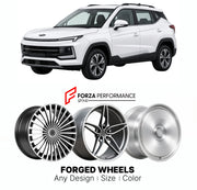 Custom forged wheels for JAC JS4 S4 2020+. Made-to-order monoblock, 2-piece and 3-piece wheels in custom sizes, offsets, colors and finishes with guaranteed vehicle fitment.

We manufacture premium quality forged wheels rims for JAC JS4 S4 2020+ in any design, size, color.

THIS WHEEL DESIGN CAN BE CUSTOM-MADE FOR YOUR CAR IN ANY SIZE AND COLOR OPTIONS
Available in monoblock, 2-piece, 3-piece, duoblock, beadlock
3D wheel renderings are provided according to the exact dimensions and specifications requested 