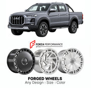 Custom forged wheels for JAC T9 Hunter 2020+. Made-to-order monoblock, 2-piece and 3-piece wheels in custom sizes, offsets, colors and finishes with guaranteed vehicle fitment.

We manufacture premium quality forged wheels rims for JAC T9 Hunter 2020+ in any design, size, color.

THIS WHEEL DESIGN CAN BE CUSTOM-MADE FOR YOUR CAR IN ANY SIZE AND COLOR OPTIONS
Available in monoblock, 2-piece, 3-piece, duoblock, beadlock
3D wheel renderings are provided according to the exact dimensions and specifications requ