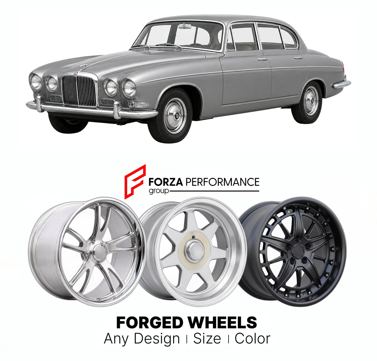 CUSTOM CLASSIC VINTAGE RESTOMOD RETRO OLD SCHOOL FORGED WHEELS RIMS for JAGUAR 420 1966 - 1968

Custom forged wheels for Jaguar 420 1966 - 1968. Classic, vintage, restomod wheel designs made to order in custom sizes, offsets, colors and finishes.

We manufacture premium quality forged wheels rims for Jaguar 420 1966 - 1968 in any design, size, color.

THIS WHEEL DESIGN CAN BE CUSTOM-MADE FOR YOUR CAR IN ANY SIZE AND COLOR OPTIONS
Available in monoblock, 2-piece, 3-piece, duoblock, beadlock
3D wheel renderin
