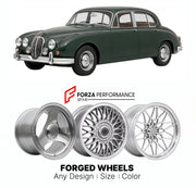 CUSTOM CLASSIC VINTAGE RESTOMOD RETRO OLD SCHOOL FORGED WHEELS RIMS for JAGUAR MK 2 1959 - 1967

Custom forged wheels for Jaguar MK 2 1959 - 1967. Classic, vintage, restomod wheel designs made to order in custom sizes, offsets, colors and finishes.

We manufacture premium quality forged wheels rims for Jaguar MK 2 1959 - 1967 in any design, size, color.

THIS WHEEL DESIGN CAN BE CUSTOM-MADE FOR YOUR CAR IN ANY SIZE AND COLOR OPTIONS
Available in monoblock, 2-piece, 3-piece, duoblock, beadlock
3D wheel rende