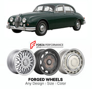 CUSTOM CLASSIC VINTAGE RESTOMOD RETRO OLD SCHOOL FORGED WHEELS RIMS for JAGUAR MARK 2 1959 - 1967

Custom forged wheels for Jaguar Mark 2 1959 - 1967. Classic, vintage, restomod wheel designs made to order in custom sizes, offsets, colors and finishes.

We manufacture premium quality forged wheels rims for Jaguar Mark 2 1959 - 1967 in any design, size, color.

THIS WHEEL DESIGN CAN BE CUSTOM-MADE FOR YOUR CAR IN ANY SIZE AND COLOR OPTIONS
Available in monoblock, 2-piece, 3-piece, duoblock, beadlock
3D wheel