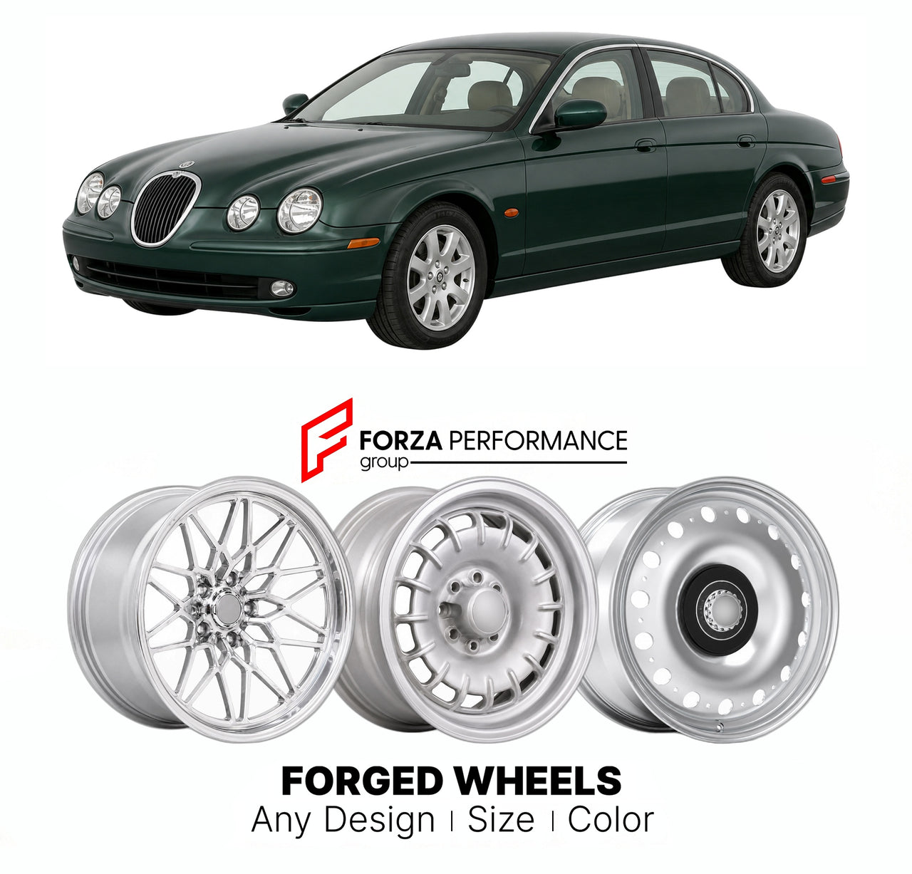 CUSTOM CLASSIC VINTAGE RESTOMOD RETRO OLD SCHOOL FORGED WHEELS RIMS for JAGUAR S-TYPE X200 1999 - 2007

Custom forged wheels for Jaguar S-Type X200 1999 - 2007. Classic, vintage, restomod wheel designs made to order in custom sizes, offsets, colors and finishes.

We manufacture premium quality forged wheels rims for Jaguar S-Type X200 1999 - 2007 in any design, size, color.

THIS WHEEL DESIGN CAN BE CUSTOM-MADE FOR YOUR CAR IN ANY SIZE AND COLOR OPTIONS
Available in monoblock, 2-piece, 3-piece, duoblock, be