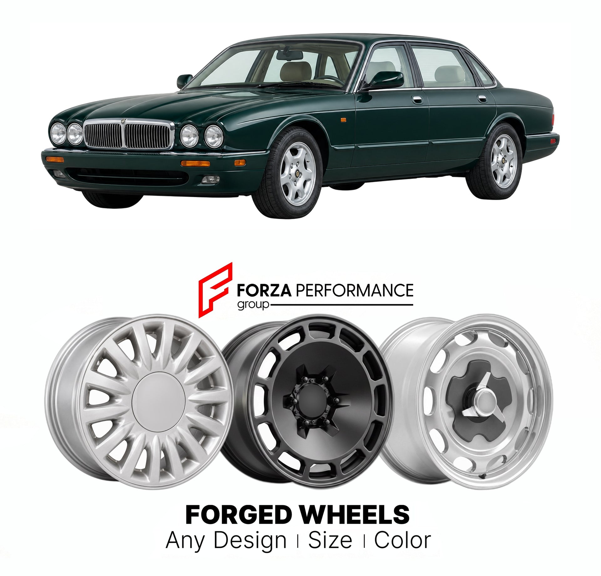 CUSTOM CLASSIC VINTAGE RESTOMOD RETRO OLD SCHOOL FORGED WHEELS RIMS for JAGUAR X300 1994 - 1997

Custom forged wheels for Jaguar X300 1994 - 1997. Classic, vintage, restomod wheel designs made to order in custom sizes, offsets, colors and finishes.

We manufacture premium quality forged wheels rims for Jaguar X300 1994 - 1997 in any design, size, color.

THIS WHEEL DESIGN CAN BE CUSTOM-MADE FOR YOUR CAR IN ANY SIZE AND COLOR OPTIONS
Available in monoblock, 2-piece, 3-piece, duoblock, beadlock
3D wheel rende