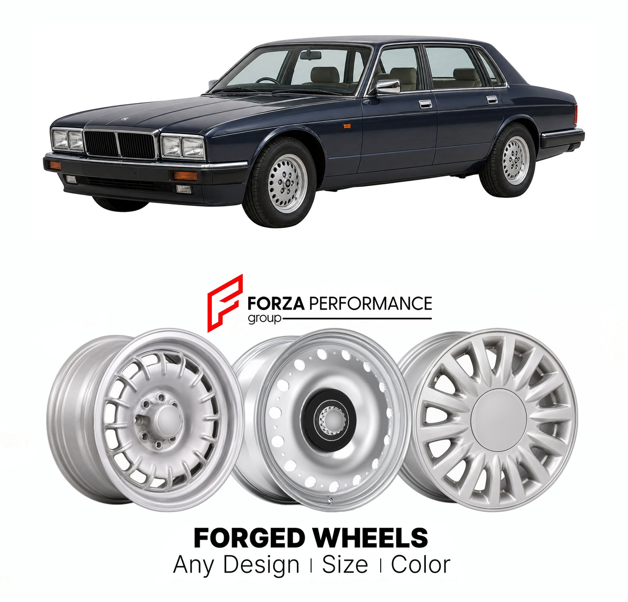 CUSTOM CLASSIC VINTAGE RESTOMOD RETRO OLD SCHOOL FORGED WHEELS RIMS for JAGUAR XJ40 SOVEREIGN 1986 - 1994

Custom forged wheels for Jaguar XJ40 Sovereign 1986 - 1994. Classic, vintage, restomod wheel designs made to order in custom sizes, offsets, colors and finishes.

We manufacture premium quality forged wheels rims for Jaguar XJ40 Sovereign 1986 - 1994 in any design, size, color.

THIS WHEEL DESIGN CAN BE CUSTOM-MADE FOR YOUR CAR IN ANY SIZE AND COLOR OPTIONS
Available in monoblock, 2-piece, 3-piece, duo