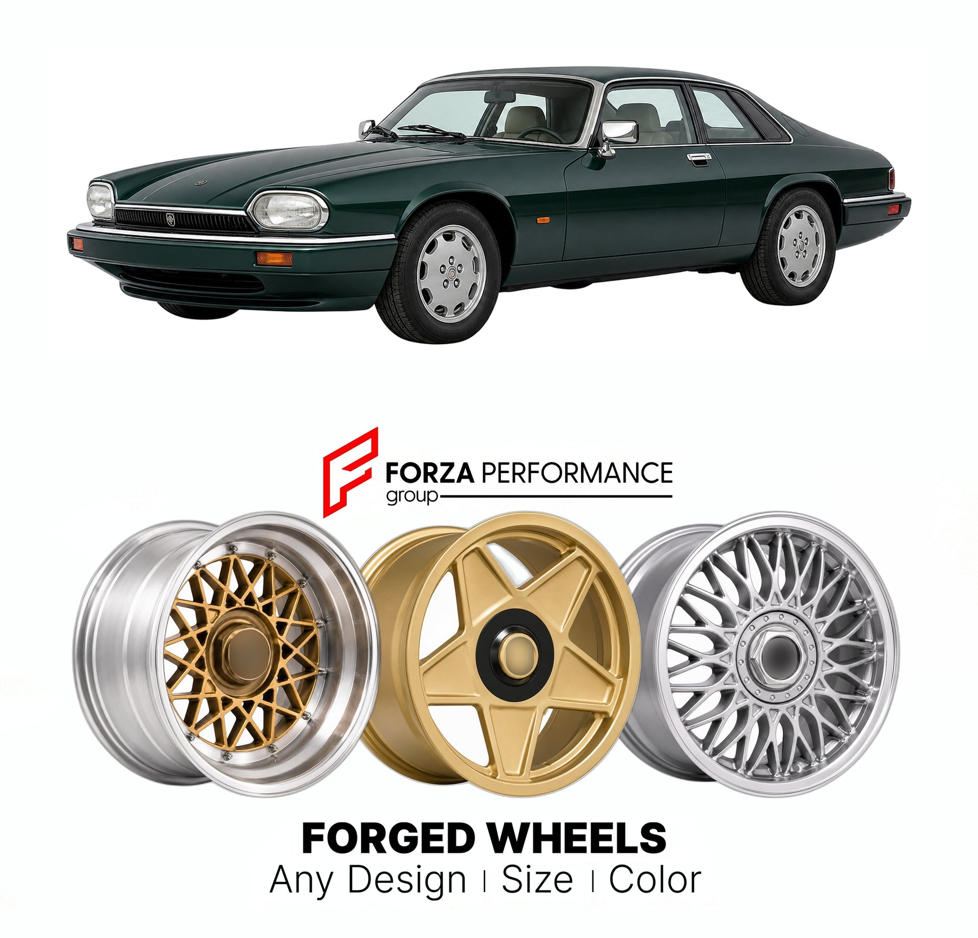 CUSTOM CLASSIC VINTAGE RESTOMOD RETRO OLD SCHOOL FORGED WHEELS RIMS for JAGUAR XJS 4.0 1991 - 1996

Custom forged wheels for Jaguar XJS 4.0 1991 - 1996. Classic, vintage, restomod wheel designs made to order in custom sizes, offsets, colors and finishes.

We manufacture premium quality forged wheels rims for Jaguar XJS 4.0 1991 - 1996 in any design, size, color.

THIS WHEEL DESIGN CAN BE CUSTOM-MADE FOR YOUR CAR IN ANY SIZE AND COLOR OPTIONS
Available in monoblock, 2-piece, 3-piece, duoblock, beadlock
3D wh