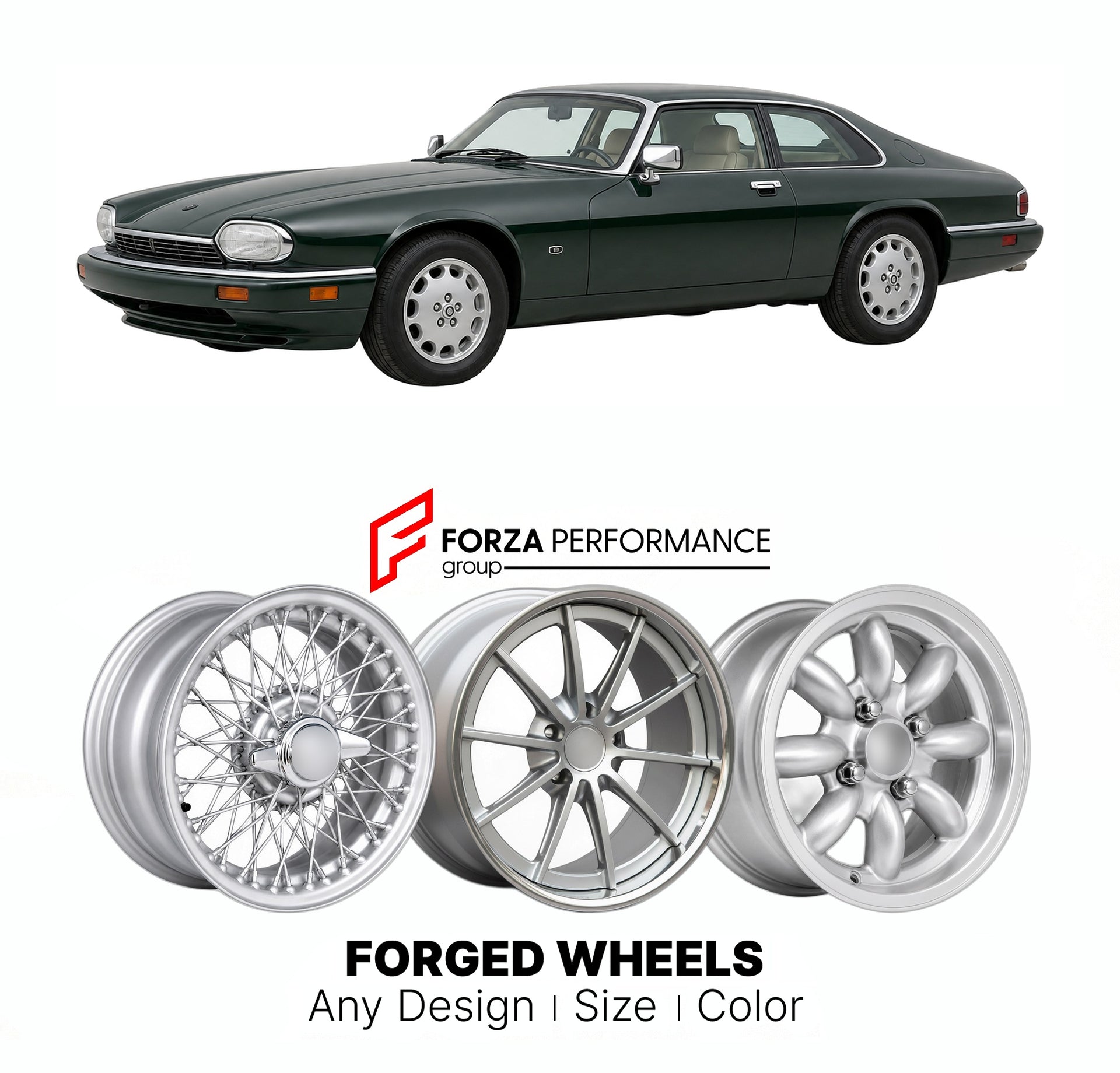 CUSTOM CLASSIC VINTAGE RESTOMOD RETRO OLD SCHOOL FORGED WHEELS RIMS for JAGUAR XJS FACELIFT 1991 - 1996

Custom forged wheels for Jaguar XJS Facelift 1991 - 1996. Classic, vintage, restomod wheel designs made to order in custom sizes, offsets, colors and finishes.

We manufacture premium quality forged wheels rims for Jaguar XJS Facelift 1991 - 1996 in any design, size, color.

THIS WHEEL DESIGN CAN BE CUSTOM-MADE FOR YOUR CAR IN ANY SIZE AND COLOR OPTIONS
Available in monoblock, 2-piece, 3-piece, duoblock,