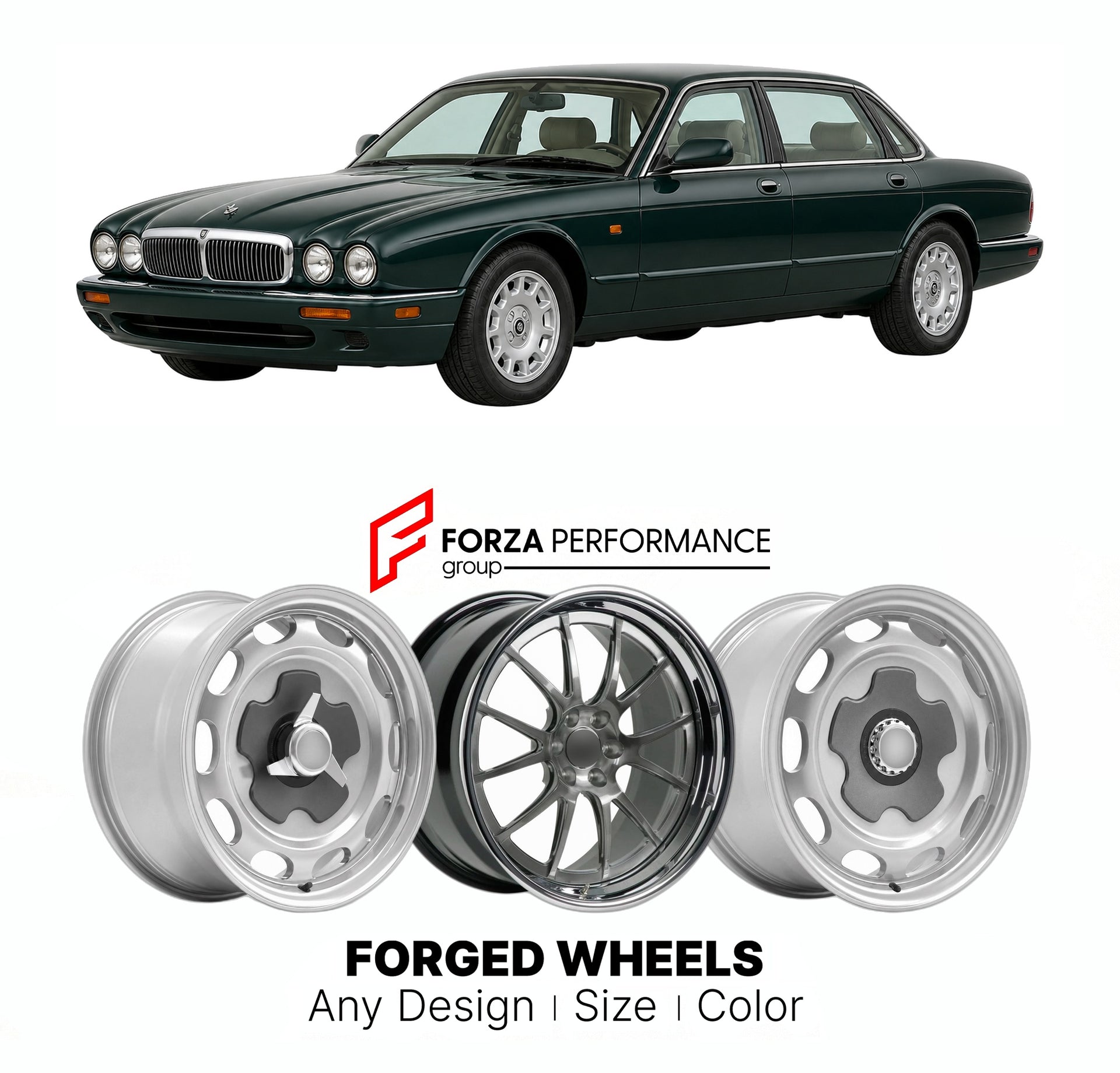 CUSTOM CLASSIC VINTAGE RESTOMOD RETRO OLD SCHOOL FORGED WHEELS RIMS for JAGUAR XJ X300 1994 - 1997

Custom forged wheels for Jaguar XJ X300 1994 - 1997. Classic, vintage, restomod wheel designs made to order in custom sizes, offsets, colors and finishes.

We manufacture premium quality forged wheels rims for Jaguar XJ X300 1994 - 1997 in any design, size, color.

THIS WHEEL DESIGN CAN BE CUSTOM-MADE FOR YOUR CAR IN ANY SIZE AND COLOR OPTIONS
Available in monoblock, 2-piece, 3-piece, duoblock, beadlock
3D wh