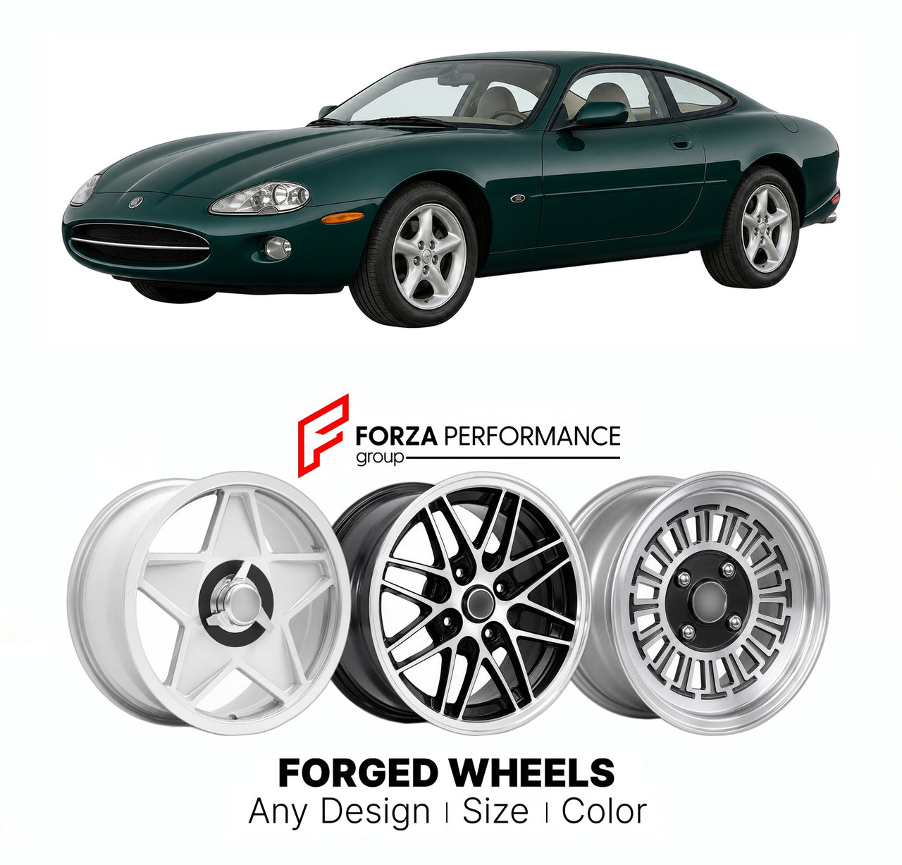 CUSTOM CLASSIC VINTAGE RESTOMOD RETRO OLD SCHOOL FORGED WHEELS RIMS for JAGUAR XK8 1996 - 2006

Custom forged wheels for Jaguar XK8 1996 - 2006. Classic, vintage, restomod wheel designs made to order in custom sizes, offsets, colors and finishes.

We manufacture premium quality forged wheels rims for Jaguar XK8 1996 - 2006 in any design, size, color.

THIS WHEEL DESIGN CAN BE CUSTOM-MADE FOR YOUR CAR IN ANY SIZE AND COLOR OPTIONS
Available in monoblock, 2-piece, 3-piece, duoblock, beadlock
3D wheel renderin