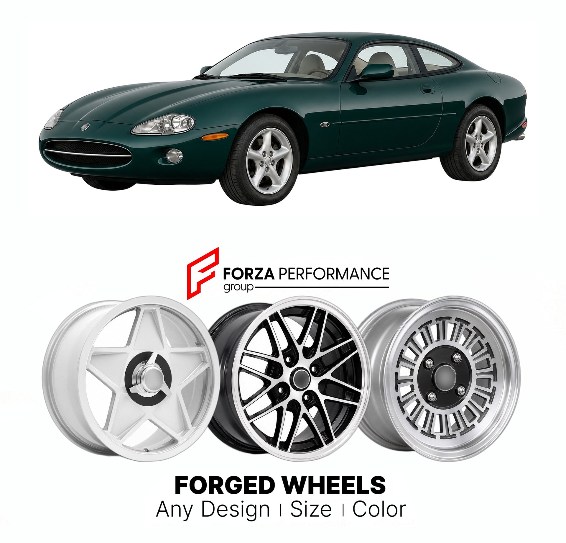 CUSTOM CLASSIC VINTAGE RESTOMOD RETRO OLD SCHOOL FORGED WHEELS RIMS for JAGUAR XK8 1996 - 2006

Custom forged wheels for Jaguar XK8 1996 - 2006. Classic, vintage, restomod wheel designs made to order in custom sizes, offsets, colors and finishes.

We manufacture premium quality forged wheels rims for Jaguar XK8 1996 - 2006 in any design, size, color.

THIS WHEEL DESIGN CAN BE CUSTOM-MADE FOR YOUR CAR IN ANY SIZE AND COLOR OPTIONS
Available in monoblock, 2-piece, 3-piece, duoblock, beadlock
3D wheel renderin