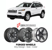 FORGED WHEELS RIMS for JEEP CHEROKEE SPORT KL 2014 - 2023

Custom forged wheels for Jeep Cherokee Sport KL 2014 - 2023. Made-to-order monoblock, 2-piece and 3-piece rims in custom sizes, offsets, colors and finishes with guaranteed fitment.

We manufacture premium quality forged wheels rims for Jeep Cherokee Sport KL 2014 - 2023 in any design, size, color.

THIS WHEEL DESIGN CAN BE CUSTOM-MADE FOR YOUR CAR IN ANY SIZE AND COLOR OPTIONS
Available in monoblock, 2-piece, 3-piece, duoblock, beadlock
3D wheel re