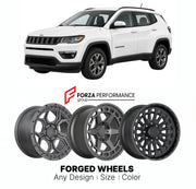 FORGED WHEELS RIMS for JEEP COMPASS 2017+

Custom forged wheels for Jeep Compass 2017+. Made-to-order monoblock, 2-piece and 3-piece rims in custom sizes, offsets, colors and finishes with guaranteed fitment.

We manufacture premium quality forged wheels rims for Jeep Compass 2017+ in any design, size, color.

THIS WHEEL DESIGN CAN BE CUSTOM-MADE FOR YOUR CAR IN ANY SIZE AND COLOR OPTIONS
Available in monoblock, 2-piece, 3-piece, duoblock, beadlock
3D wheel renderings are provided according to the exact dim