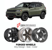 FORGED WHEELS RIMS for JEEP COMPASS TRAILHAWK 2007+

Custom forged wheels for Jeep Compass Trailhawk 2007+. Made-to-order monoblock, 2-piece and 3-piece rims in custom sizes, offsets, colors and finishes with guaranteed fitment.

We manufacture premium quality forged wheels rims for Jeep Compass Trailhawk 2007+ in any design, size, color.

THIS WHEEL DESIGN CAN BE CUSTOM-MADE FOR YOUR CAR IN ANY SIZE AND COLOR OPTIONS
Available in monoblock, 2-piece, 3-piece, duoblock, beadlock
3D wheel renderings are provi