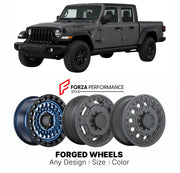 FORGED WHEELS RIMS for JEEP GLADIATOR WILLYS JT 2020+

Custom forged wheels for Jeep Gladiator Willys JT 2020+. Made-to-order monoblock, 2-piece and 3-piece rims in custom sizes, offsets, colors and finishes with guaranteed fitment.

We manufacture premium quality forged wheels rims for Jeep Gladiator Willys JT 2020+ in any design, size, color.

THIS WHEEL DESIGN CAN BE CUSTOM-MADE FOR YOUR CAR IN ANY SIZE AND COLOR OPTIONS
Available in monoblock, 2-piece, 3-piece, duoblock, beadlock
3D wheel renderings are