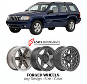 FORGED WHEELS RIMS for JEEP GRAND CHEROKEE FREEDOM EDITION WJ 1999 - 2004

Custom forged wheels for Jeep Grand Cherokee Freedom Edition WJ 1999 - 2004. Made-to-order monoblock, 2-piece and 3-piece rims in custom sizes, offsets, colors and finishes with guaranteed fitment.

We manufacture premium quality forged wheels rims for Jeep Grand Cherokee Freedom Edition WJ 1999 - 2004 in any design, size, color.

THIS WHEEL DESIGN CAN BE CUSTOM-MADE FOR YOUR CAR IN ANY SIZE AND COLOR OPTIONS
Available in monoblock, 