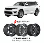 FORGED WHEELS RIMS for JEEP GRAND CHEROKEE L WL 2021+

Custom forged wheels for Jeep Grand Cherokee L WL 2021+. Made-to-order monoblock, 2-piece and 3-piece rims in custom sizes, offsets, colors and finishes with guaranteed fitment.

We manufacture premium quality forged wheels rims for Jeep Grand Cherokee L WL 2021+ in any design, size, color.

THIS WHEEL DESIGN CAN BE CUSTOM-MADE FOR YOUR CAR IN ANY SIZE AND COLOR OPTIONS
Available in monoblock, 2-piece, 3-piece, duoblock, beadlock
3D wheel renderings are