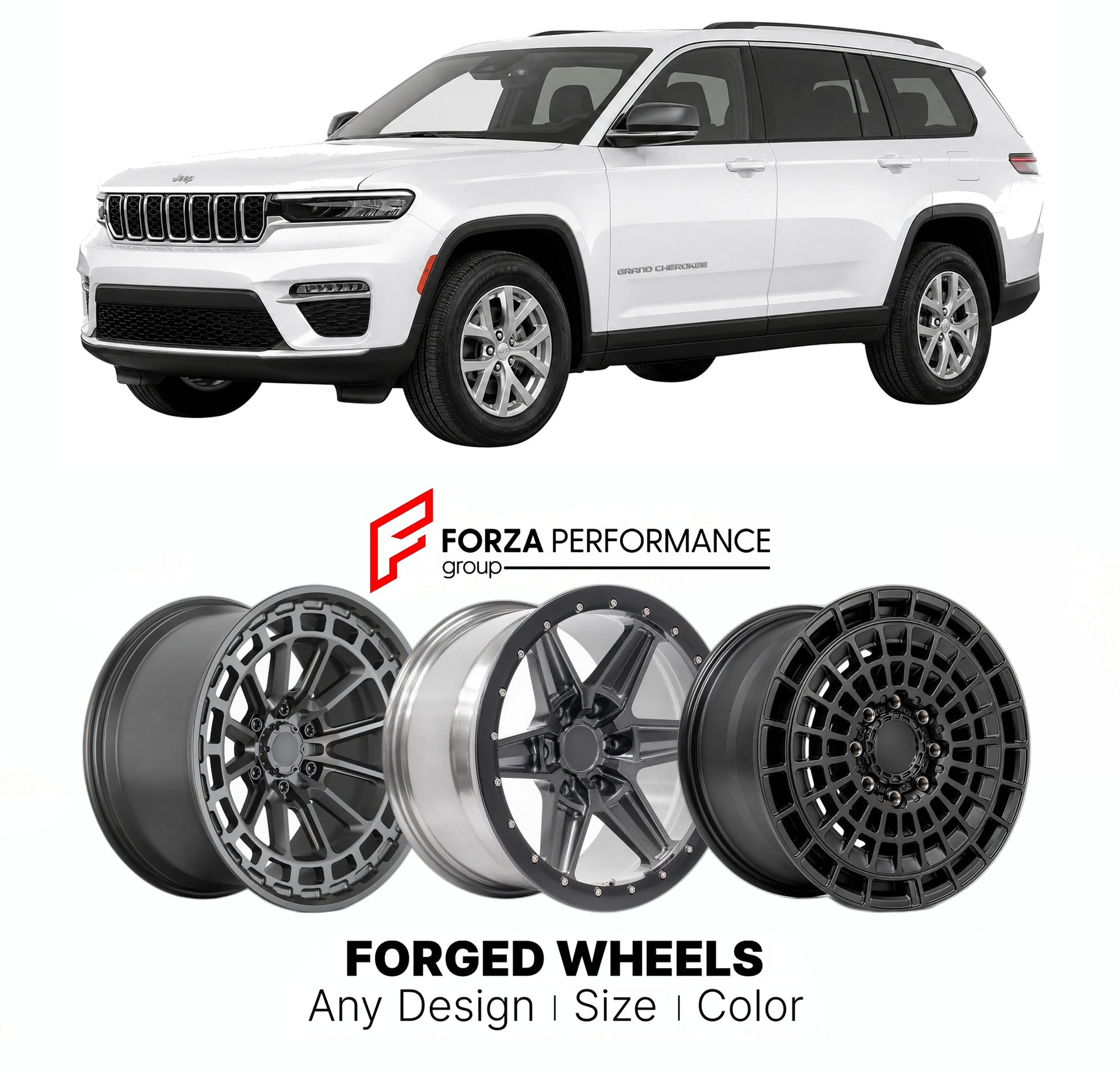 FORGED WHEELS RIMS for JEEP GRAND CHEROKEE LIMITED WL 2021+

Custom forged wheels for Jeep Grand Cherokee Limited WL 2021+. Made-to-order monoblock, 2-piece and 3-piece rims in custom sizes, offsets, colors and finishes with guaranteed fitment.

We manufacture premium quality forged wheels rims for Jeep Grand Cherokee Limited WL 2021+ in any design, size, color.

THIS WHEEL DESIGN CAN BE CUSTOM-MADE FOR YOUR CAR IN ANY SIZE AND COLOR OPTIONS
Available in monoblock, 2-piece, 3-piece, duoblock, beadlock
3D wh