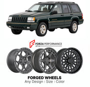FORGED WHEELS RIMS for JEEP GRAND CHEROKEE LIMITED ZJ 1993 - 1998

Custom forged wheels for Jeep Grand Cherokee Limited ZJ 1993 - 1998. Made-to-order monoblock, 2-piece and 3-piece rims in custom sizes, offsets, colors and finishes with guaranteed fitment.

We manufacture premium quality forged wheels rims for Jeep Grand Cherokee Limited ZJ 1993 - 1998 in any design, size, color.

THIS WHEEL DESIGN CAN BE CUSTOM-MADE FOR YOUR CAR IN ANY SIZE AND COLOR OPTIONS
Available in monoblock, 2-piece, 3-piece, duoblo