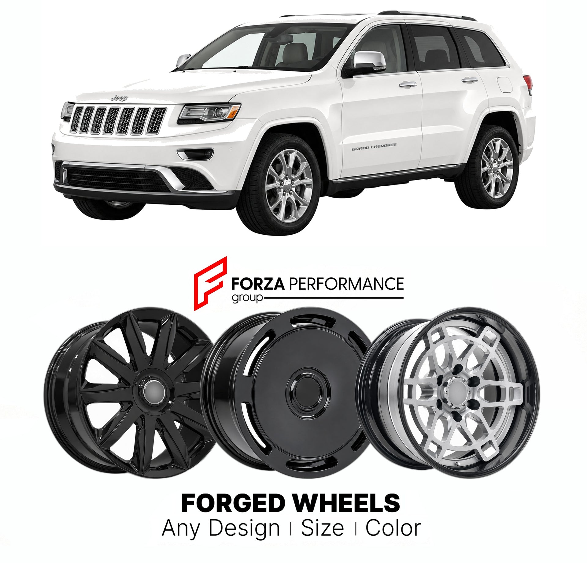 FORGED WHEELS RIMS for JEEP GRAND CHEROKEE SUMMIT WK2 2011 - 2021

Custom forged wheels for Jeep Grand Cherokee Summit WK2 2011 - 2021. Made-to-order monoblock, 2-piece and 3-piece rims in custom sizes, offsets, colors and finishes with guaranteed fitment.

We manufacture premium quality forged wheels rims for Jeep Grand Cherokee Summit WK2 2011 - 2021 in any design, size, color.

THIS WHEEL DESIGN CAN BE CUSTOM-MADE FOR YOUR CAR IN ANY SIZE AND COLOR OPTIONS
Available in monoblock, 2-piece, 3-piece, duoblo