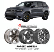 FORGED WHEELS RIMS for JEEP GRAND CHEROKEE TRACKHAWK SUPERCHARGED WK2 2018 - 2021

Custom forged wheels for Jeep Grand Cherokee Trackhawk Supercharged WK2 2018 - 2021. Made-to-order monoblock, 2-piece and 3-piece rims in custom sizes, offsets, colors and finishes with guaranteed fitment.

We manufacture premium quality forged wheels rims for Jeep Grand Cherokee Trackhawk Supercharged WK2 2018 - 2021 in any design, size, color.

THIS WHEEL DESIGN CAN BE CUSTOM-MADE FOR YOUR CAR IN ANY SIZE AND COLOR OPTIONS
