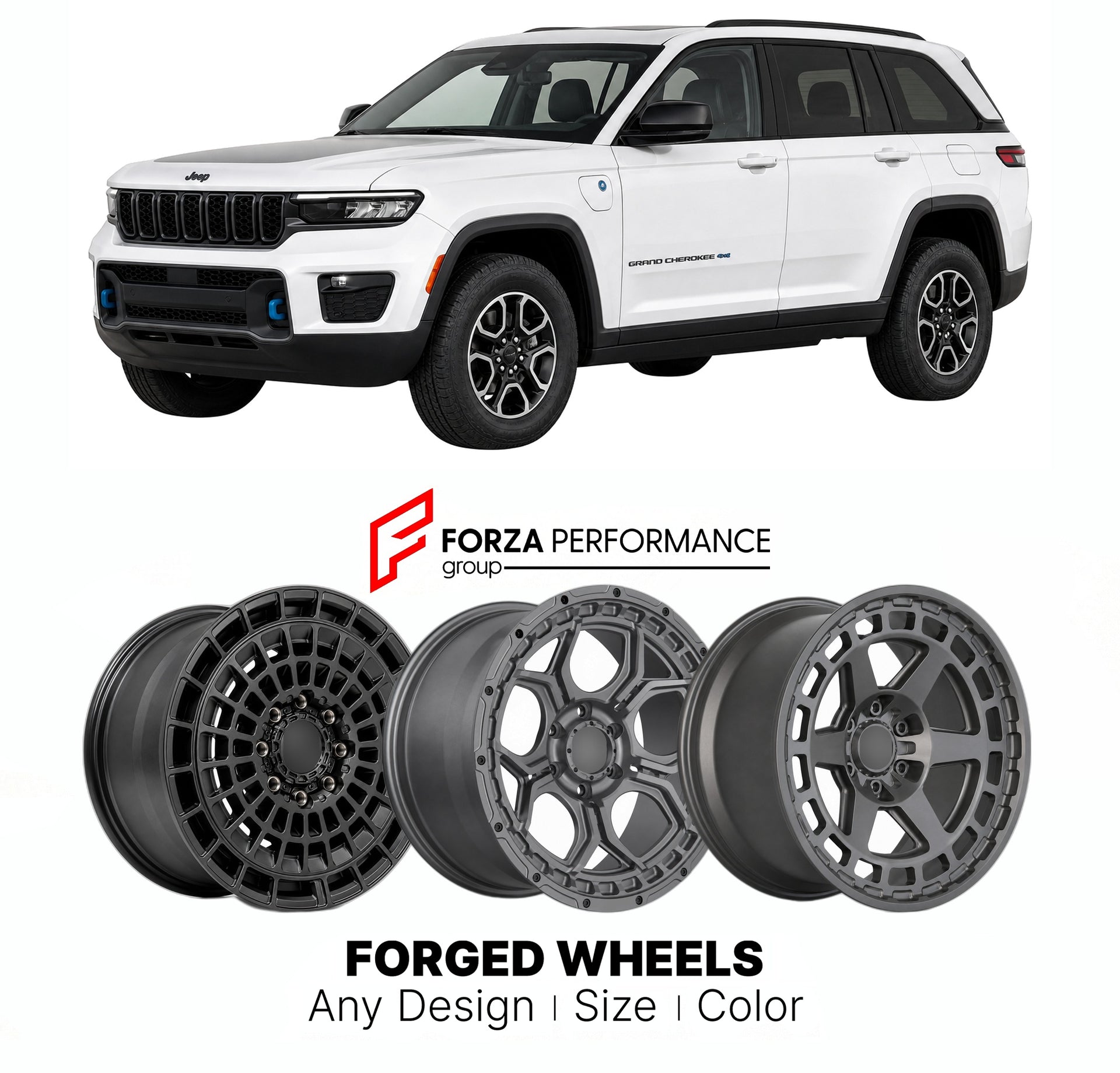 FORGED WHEELS RIMS for JEEP GRAND CHEROKEE TRAILHAWK 4XE WL 2021+

Custom forged wheels for Jeep Grand Cherokee Trailhawk 4xe WL 2021+. Made-to-order monoblock, 2-piece and 3-piece rims in custom sizes, offsets, colors and finishes with guaranteed fitment.

We manufacture premium quality forged wheels rims for Jeep Grand Cherokee Trailhawk 4xe WL 2021+ in any design, size, color.

THIS WHEEL DESIGN CAN BE CUSTOM-MADE FOR YOUR CAR IN ANY SIZE AND COLOR OPTIONS
Available in monoblock, 2-piece, 3-piece, duoblo