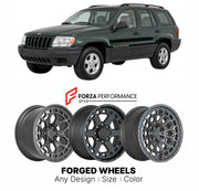 FORGED WHEELS RIMS for JEEP GRAND CHEROKEE WJ 1999 - 2004

Custom forged wheels for Jeep Grand Cherokee WJ 1999 - 2004. Made-to-order monoblock, 2-piece and 3-piece rims in custom sizes, offsets, colors and finishes with guaranteed fitment.

We manufacture premium quality forged wheels rims for Jeep Grand Cherokee WJ 1999 - 2004 in any design, size, color.

THIS WHEEL DESIGN CAN BE CUSTOM-MADE FOR YOUR CAR IN ANY SIZE AND COLOR OPTIONS
Available in monoblock, 2-piece, 3-piece, duoblock, beadlock
3D wheel re