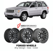 FORGED WHEELS RIMS for JEEP GRAND CHEROKEE WK 2005 - 2010

Custom forged wheels for Jeep Grand Cherokee WK 2005 - 2010. Made-to-order monoblock, 2-piece and 3-piece rims in custom sizes, offsets, colors and finishes with guaranteed fitment.

We manufacture premium quality forged wheels rims for Jeep Grand Cherokee WK 2005 - 2010 in any design, size, color.

THIS WHEEL DESIGN CAN BE CUSTOM-MADE FOR YOUR CAR IN ANY SIZE AND COLOR OPTIONS
Available in monoblock, 2-piece, 3-piece, duoblock, beadlock
3D wheel re
