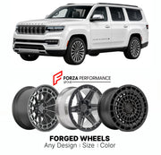 FORGED WHEELS RIMS for JEEP GRAND WAGONEER SERIES III WS 2022+

Custom forged wheels for Jeep Grand Wagoneer Series III WS 2022+. Made-to-order monoblock, 2-piece and 3-piece rims in custom sizes, offsets, colors and finishes with guaranteed fitment.

We manufacture premium quality forged wheels rims for Jeep Grand Wagoneer Series III WS 2022+ in any design, size, color.

THIS WHEEL DESIGN CAN BE CUSTOM-MADE FOR YOUR CAR IN ANY SIZE AND COLOR OPTIONS
Available in monoblock, 2-piece, 3-piece, duoblock, beadl