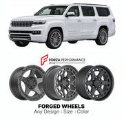 FORGED WHEELS RIMS for JEEP GRAND WAGONEER SERIES I WS 2022+

Custom forged wheels for Jeep Grand Wagoneer Series I WS 2022+. Made-to-order monoblock, 2-piece and 3-piece rims in custom sizes, offsets, colors and finishes with guaranteed fitment.

We manufacture premium quality forged wheels rims for Jeep Grand Wagoneer Series I WS 2022+ in any design, size, color.

THIS WHEEL DESIGN CAN BE CUSTOM-MADE FOR YOUR CAR IN ANY SIZE AND COLOR OPTIONS
Available in monoblock, 2-piece, 3-piece, duoblock, beadlock
3D