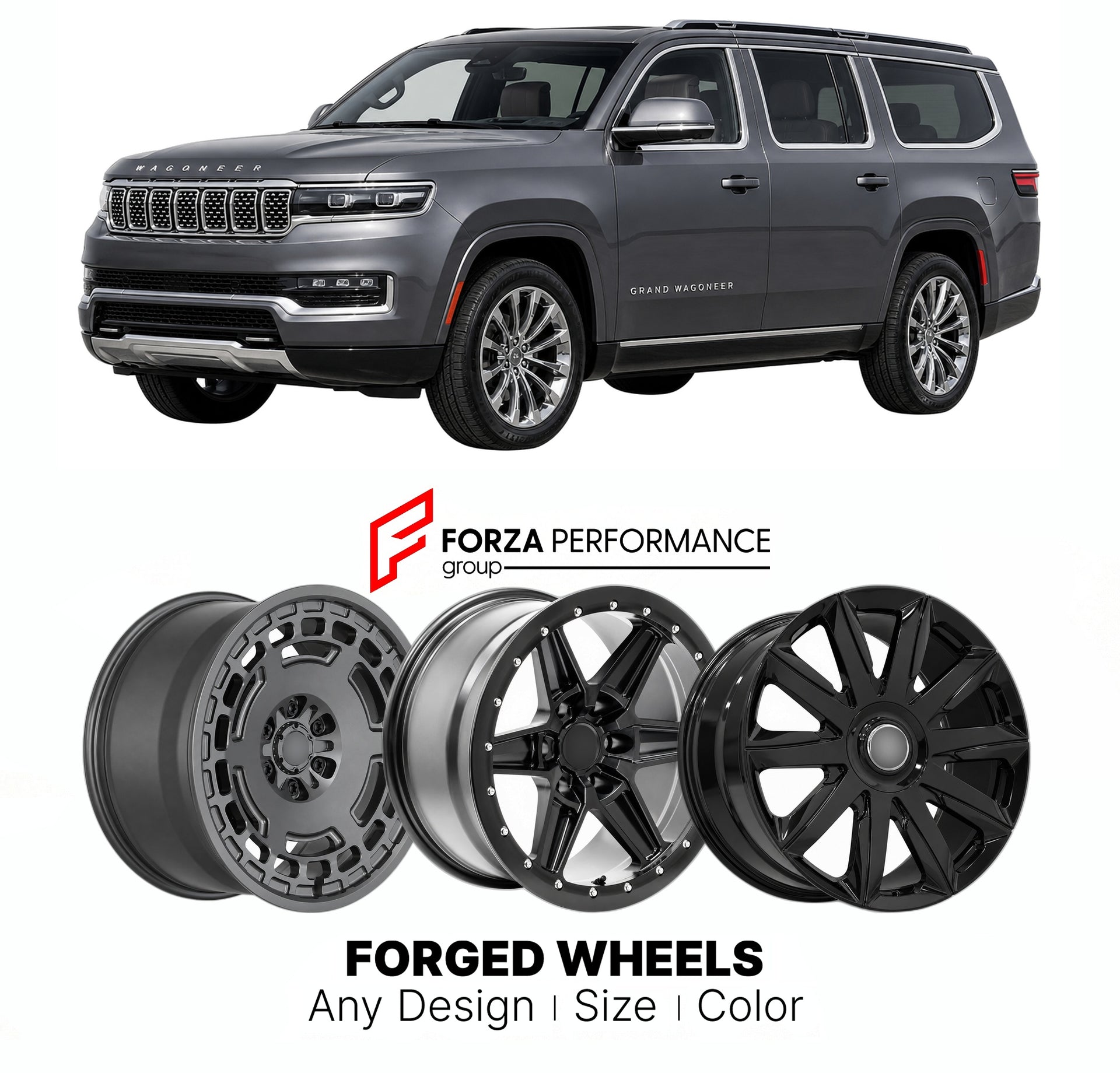 FORGED WHEELS RIMS for JEEP GRAND WAGONEER WS REFRESH 2022+

Custom forged wheels for Jeep Grand Wagoneer WS Refresh 2022+. Made-to-order monoblock, 2-piece and 3-piece rims in custom sizes, offsets, colors and finishes with guaranteed fitment.

We manufacture premium quality forged wheels rims for Jeep Grand Wagoneer WS Refresh 2022+ in any design, size, color.

THIS WHEEL DESIGN CAN BE CUSTOM-MADE FOR YOUR CAR IN ANY SIZE AND COLOR OPTIONS
Available in monoblock, 2-piece, 3-piece, duoblock, beadlock
3D wh
