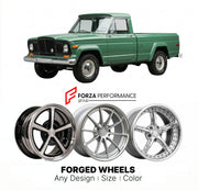 CUSTOM CLASSIC VINTAGE RESTOMOD RETRO OLD SCHOOL FORGED WHEELS RIMS for JEEP J-10 1972 - 1988
Custom forged wheels for classic American muscle cars. Ideal for restomod builds, vintage restorations, and show cars. Deep dish and retro styling available.

We manufacture premium quality forged wheels rims for Jeep J-10 1972 - 1988 in any design, size, color.

THIS WHEEL DESIGN CAN BE CUSTOM-MADE FOR YOUR CAR IN ANY SIZE AND COLOR OPTIONS
Available in monoblock, 2-piece, 3-piece, duoblock, beadlock
3D wheel rend