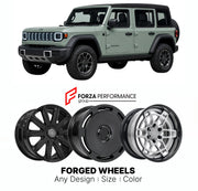 FORGED WHEELS RIMS for JEEP RECON 2024 - 2026

Custom forged wheels for Jeep Recon 2024 - 2026. Made-to-order monoblock, 2-piece and 3-piece rims in custom sizes, offsets, colors and finishes with guaranteed fitment.

We manufacture premium quality forged wheels rims for Jeep Recon 2024 - 2026 in any design, size, color.

THIS WHEEL DESIGN CAN BE CUSTOM-MADE FOR YOUR CAR IN ANY SIZE AND COLOR OPTIONS
Available in monoblock, 2-piece, 3-piece, duoblock, beadlock
3D wheel renderings are provided according to t