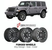 FORGED WHEELS RIMS for JEEP WRANGLER HIGH ALTITUDE JL 2018+

Custom forged wheels for Jeep Wrangler High Altitude JL 2018+. Made-to-order monoblock, 2-piece and 3-piece rims in custom sizes, offsets, colors and finishes with guaranteed fitment.

We manufacture premium quality forged wheels rims for Jeep Wrangler High Altitude JL 2018+ in any design, size, color.

THIS WHEEL DESIGN CAN BE CUSTOM-MADE FOR YOUR CAR IN ANY SIZE AND COLOR OPTIONS
Available in monoblock, 2-piece, 3-piece, duoblock, beadlock
3D wh