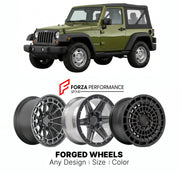 FORGED WHEELS RIMS for JEEP WRANGLER JK 2007 - 2018

Custom forged wheels for Jeep Wrangler JK 2007 - 2018. Made-to-order monoblock, 2-piece and 3-piece rims in custom sizes, offsets, colors and finishes with guaranteed fitment.

We manufacture premium quality forged wheels rims for Jeep Wrangler JK 2007 - 2018 in any design, size, color.

THIS WHEEL DESIGN CAN BE CUSTOM-MADE FOR YOUR CAR IN ANY SIZE AND COLOR OPTIONS
Available in monoblock, 2-piece, 3-piece, duoblock, beadlock
3D wheel renderings are provi